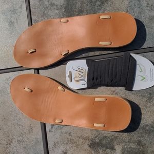 Sseko Ribbon Sandals with Black Ribbons